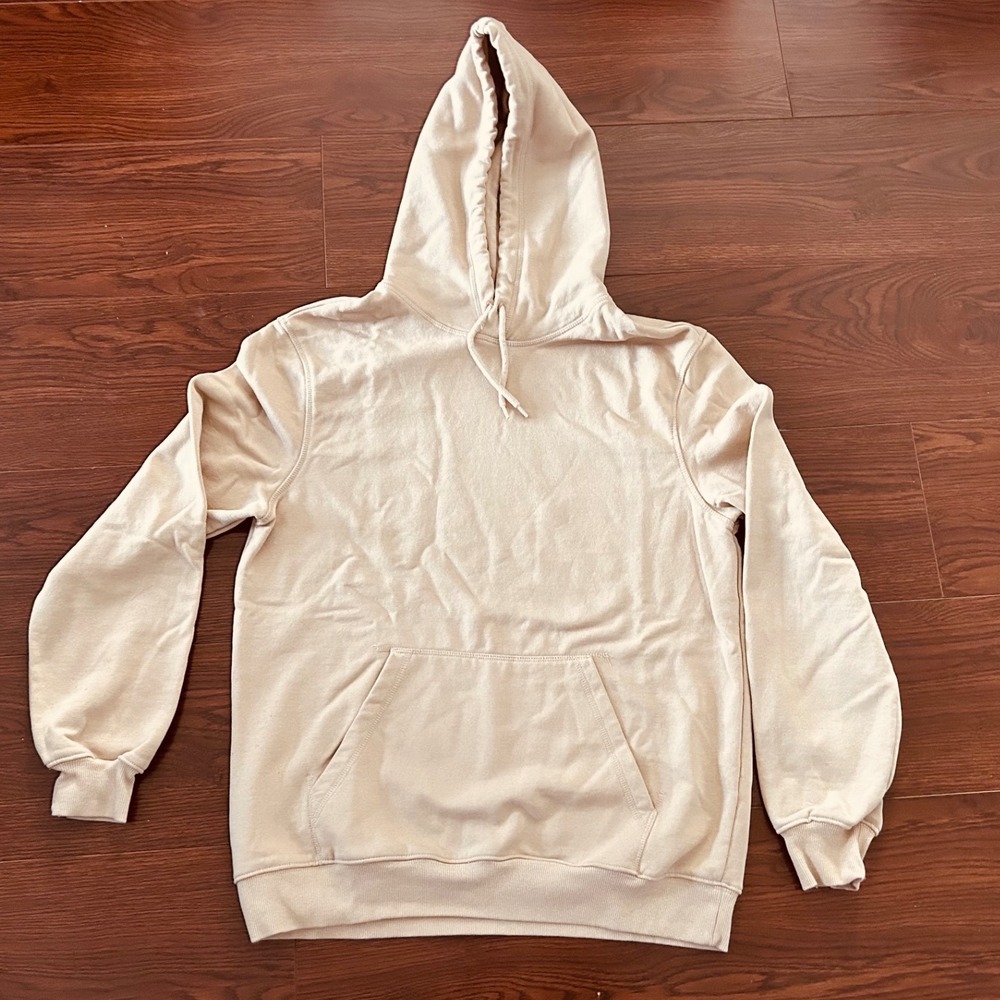 HM Relaxed Fit Hoodie Mens M  Medium Beige Tan Pullover Sweatshirt